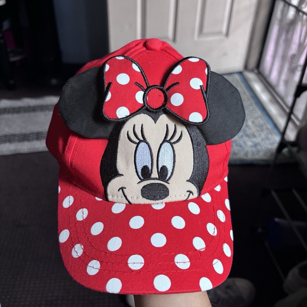 Disney Minnie Mouse Girls Toddler Red Hat Appliqué & Embroidery Decor PO